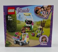 LEGO 41425 Friends Olivias Blumengarten mit Gartengeräten, Zobo Roboterfigur und Spielzeug-Wagen zum Sammeln von Pflanzen
