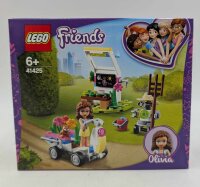 LEGO 41425 Friends Olivias Blumengarten mit Gartengeräten, Zobo Roboterfigur und Spielzeug-Wagen zum Sammeln von Pflanzen