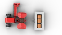 KiddiCraft KC1113 Brickfarm Roter Trecker mit Walze und Mähbalken