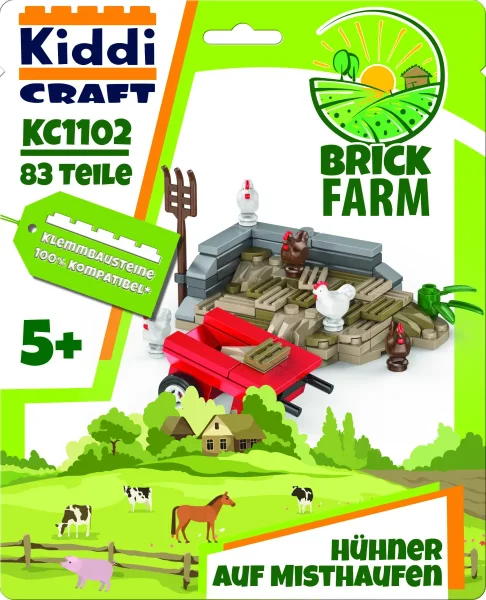 KiddiCraft KC1102 Brickfarm Hühner auf Misthaufen