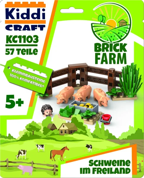 KiddiCraft KC1103 Brickfarm Schweine im Freiland