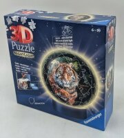 Ravensburger 3D Puzzle 11248 - Nachtlicht Puzzle-Ball Raubkatzen  LED Nachttischlampe mit Klatsch-Schalter 74 teile